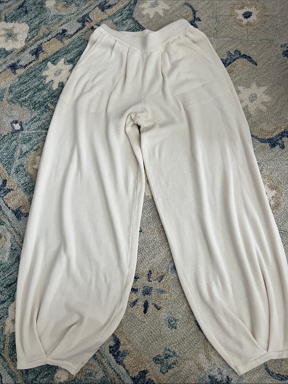 Free People Cream Wide-Leg Knit Pants